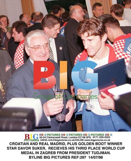 DAVOR SUKER RECEIVES WORLD CUP MEDAL