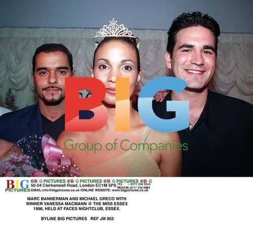 Marc Bannerman, Michael Greco, and Vanessa Macmann at Miss Essex 1998