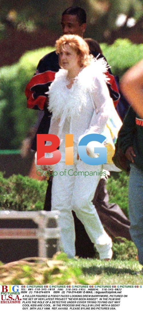 Drew Barrymore on the set of "Never Been Kissed"