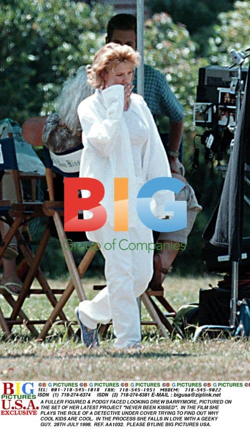 Drew Barrymore on the Set of "Never Been Kissed"