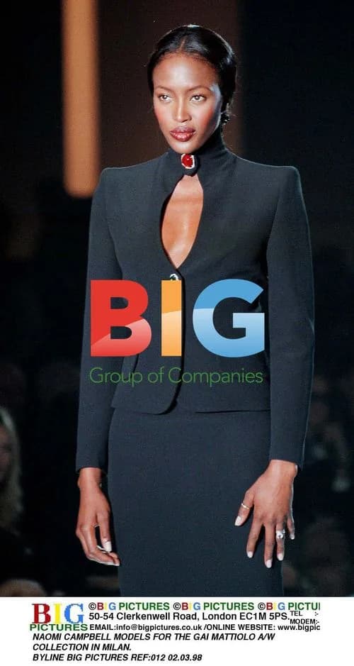 Naomi Campbell models Gai Mattiolo collection in Milan