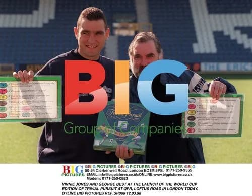 Vinnie Jones and George Best at Trivial Pursuit launch