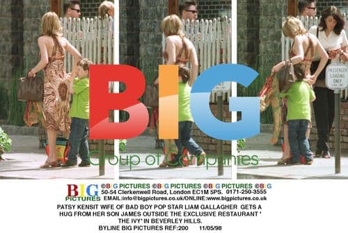 Patsy Kensit gets hug from son outside The Ivy