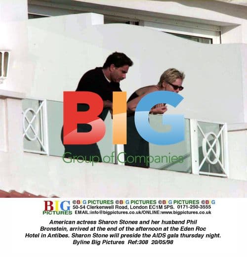 Sharon Stone and Phil Bronstein arrive at Eden Roc Hotel