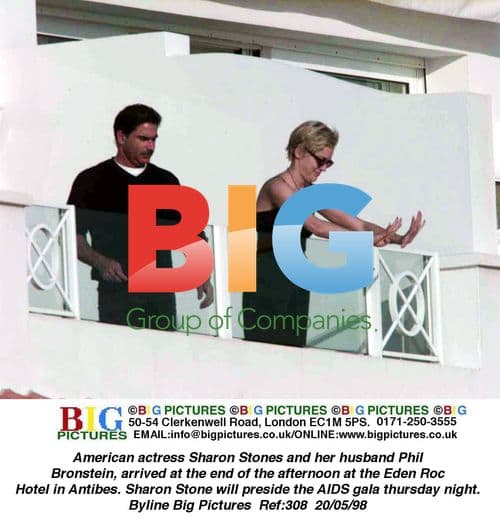 Sharon Stone and Phil Bronstein at Eden Roc Hotel