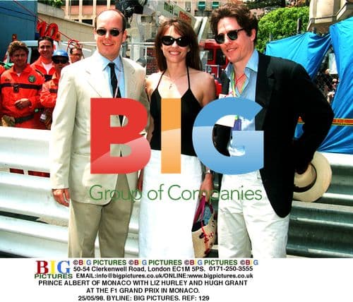 Prince Albert, Liz Hurley, and Hugh Grant at Monaco F1 Grand Prix