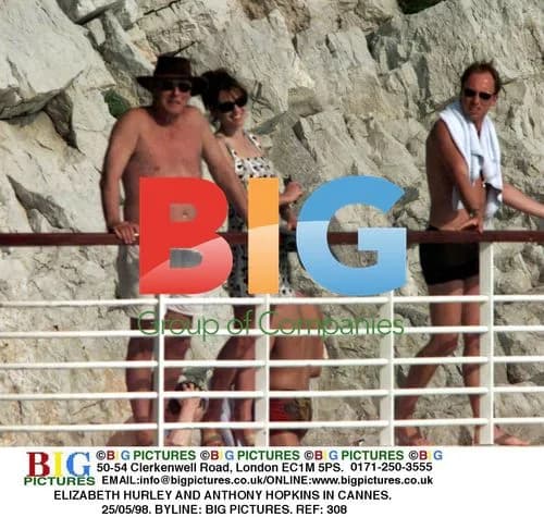 Elizabeth Hurley and Anthony Hopkins in Cannes