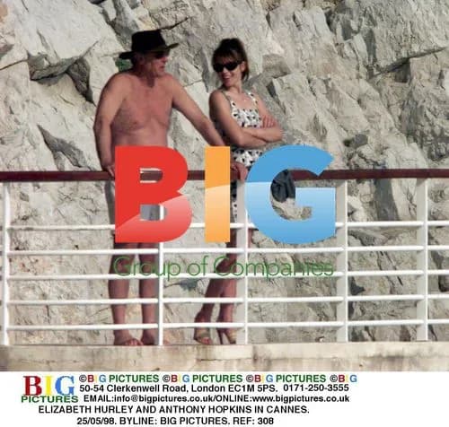 Liz Hurley and Anthony Hopkins in Cannes