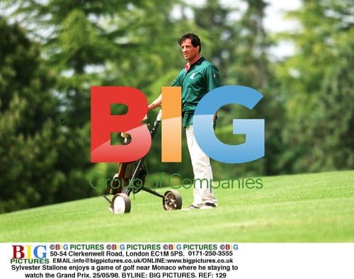 Sylvester Stallone plays golf in Monaco