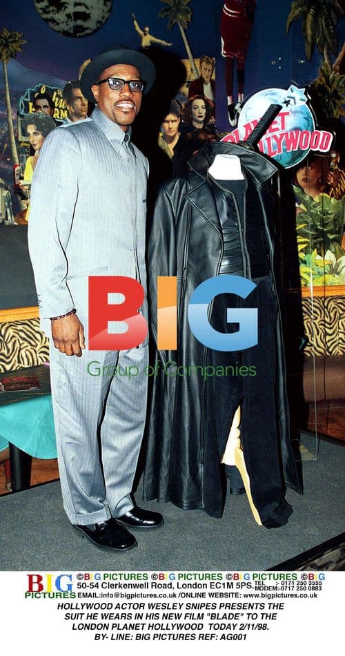 Wesley Snipes presents 'Blade' suit at Planet Hollywood London