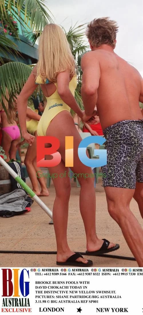 BROOKE BURNS & DAVID CHOKACHI IN YELLOW SWIMSUITS