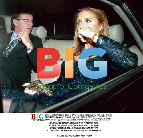 Sarah Ferguson leaves V&A museum with Count Gaddo