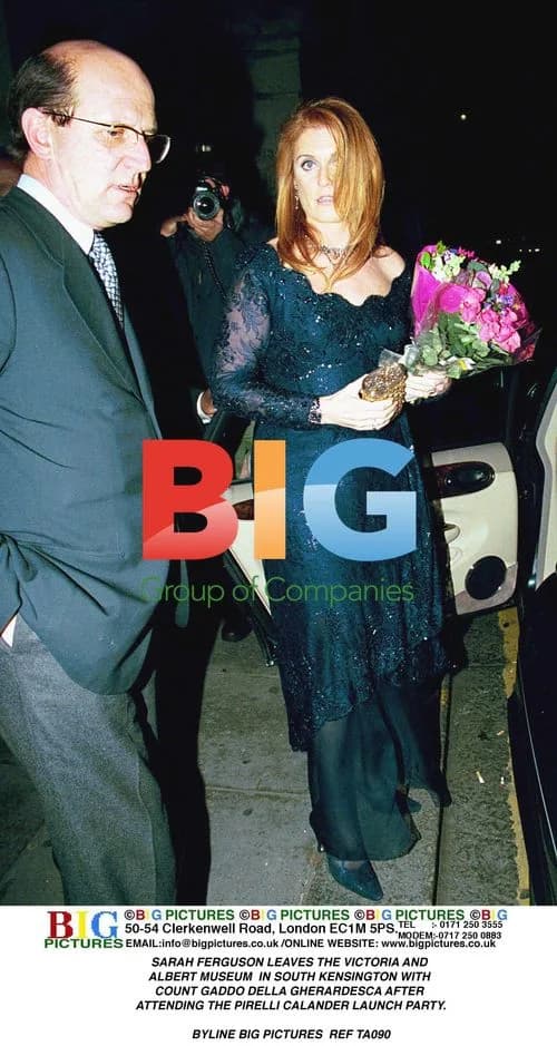 Sarah Ferguson leaves V&A museum after Pirelli launch