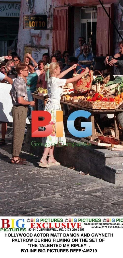Matt Damon and Gwyneth Paltrow on set of 'The Talented Mr Ripley' in Italy