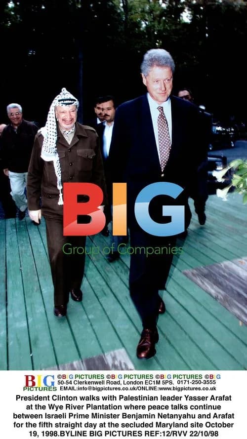 Clinton and Arafat at Wye River Plantation peace talks