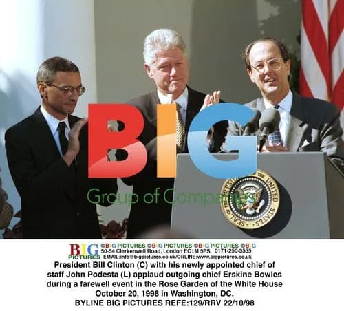 Clinton, Podesta and Bowles at White House farewell