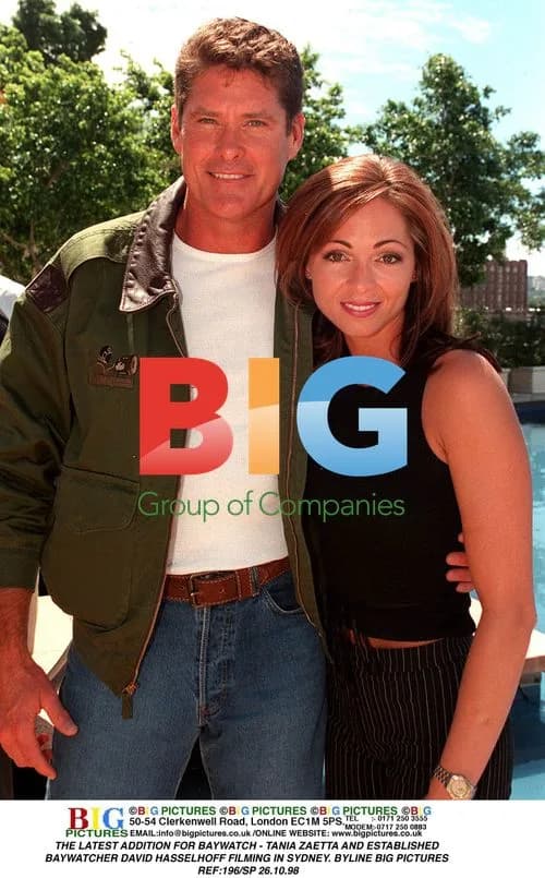 Tania Zaetta and David Hasselhoff filming Baywatch