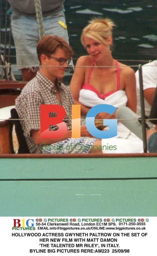 Gwyneth Paltrow on set with Matt Damon