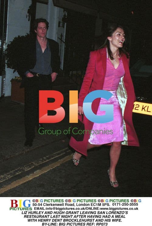 Liz Hurley and Hugh Grant leaving restaurant