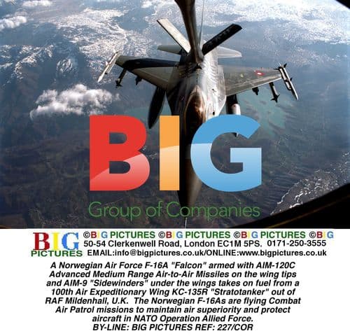 Norwegian F-16A Falcon air-to-air refueling