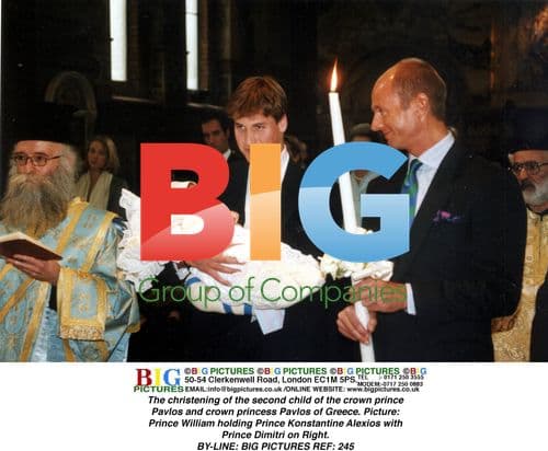 Prince William holds Greek prince at christening