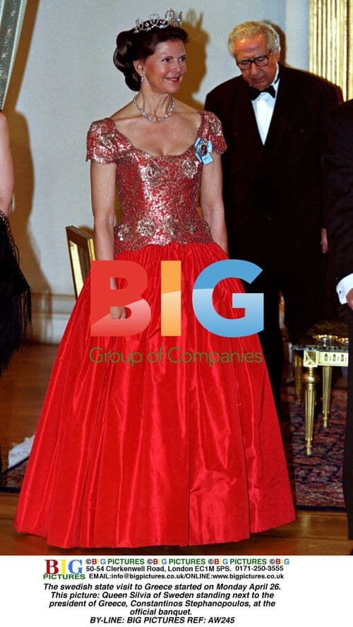 Queen Silvia of Sweden at Greek State Banquet