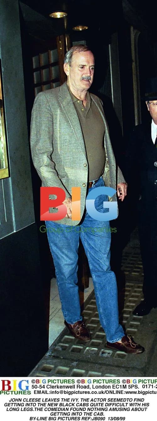 John Cleese exits The Ivy with difficulty
