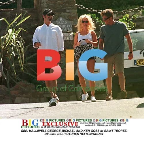 Geri Halliwell, George Micheal and Ken Goss in Saint Tropez