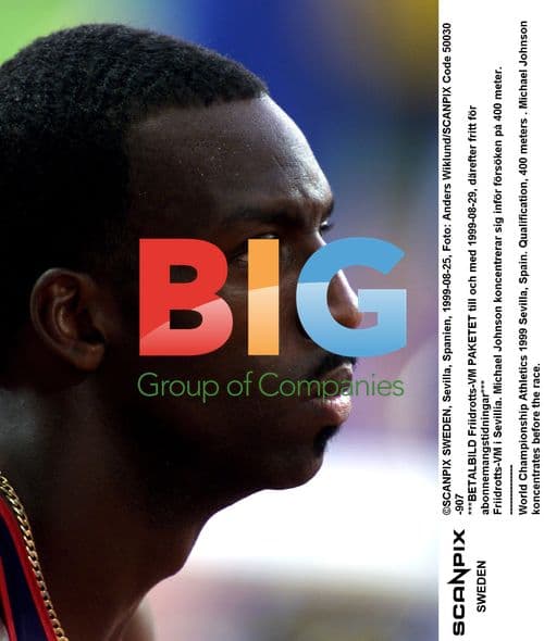 Michael Johnson concentrates before 400m race