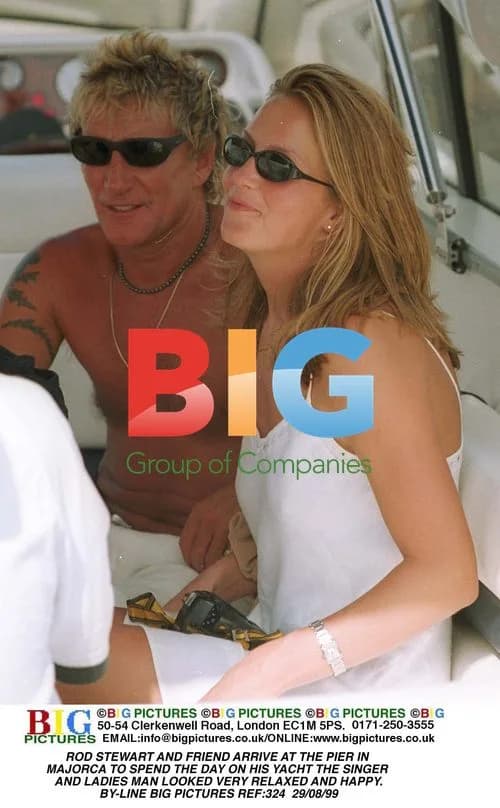 Rod Stewart and friend arrive at pier in Majorca