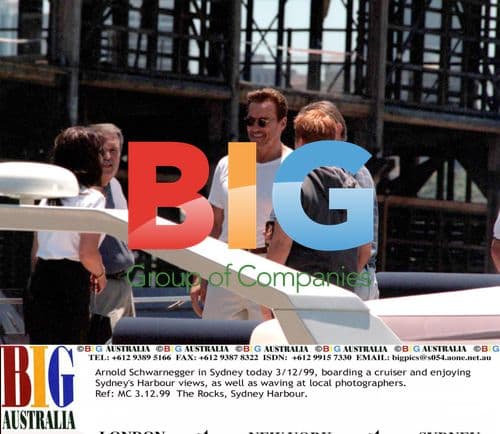 ARNOLD SCHWARZENEGGER BOARDS CRUISER IN SYDNEY