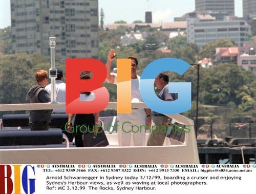 Arnold Schwarzenegger in Sydney Harbor