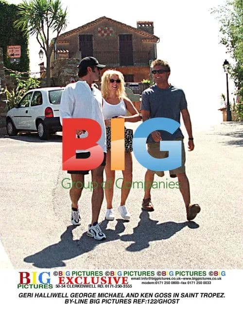 Geri Halliwell, George Michael and Ken Goss in Saint Tropez