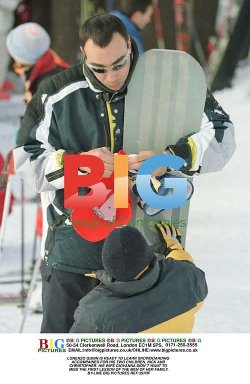 Lorenzo Quinn Learns Snowboarding with Family