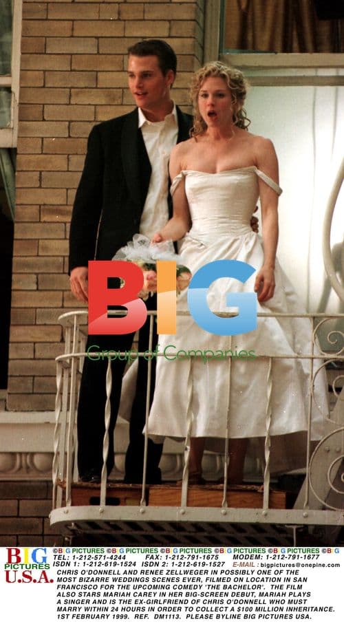 Chris O'Donnell and Renee Zellweger on The Bachelor film set