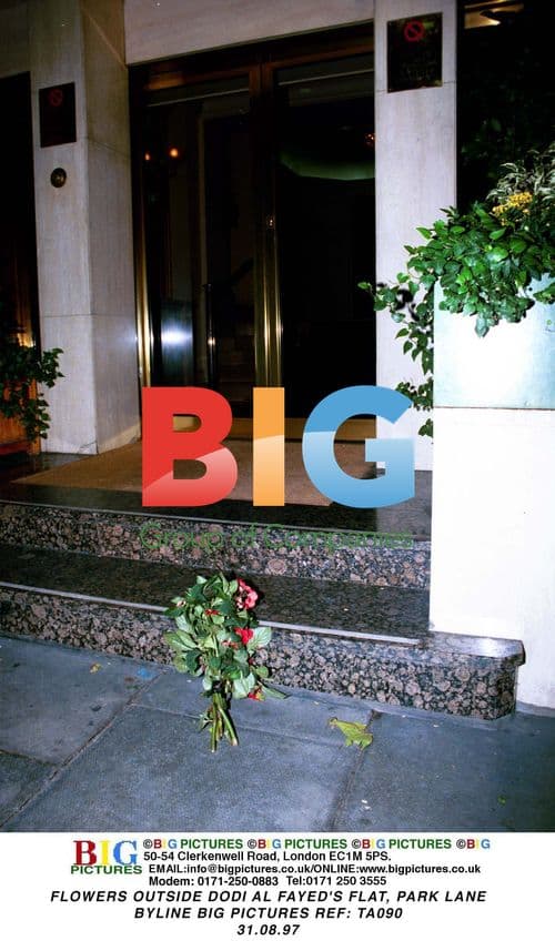 Flowers outside Dodi Al Fayed's flat