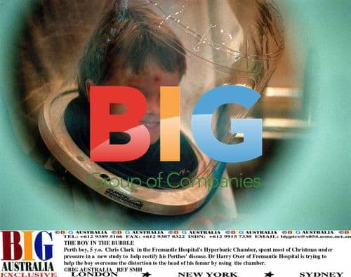 5 y.o. Chris Clark in Fremantle Hospital's Hyperbaric Chamber