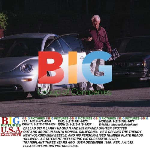 Larry Hagman Driving VW Beetle in Santa Monica