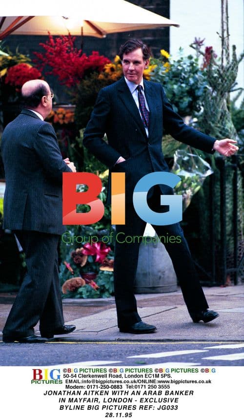 JONATHAN AITKEN WITH ARAB BANKER IN LONDON