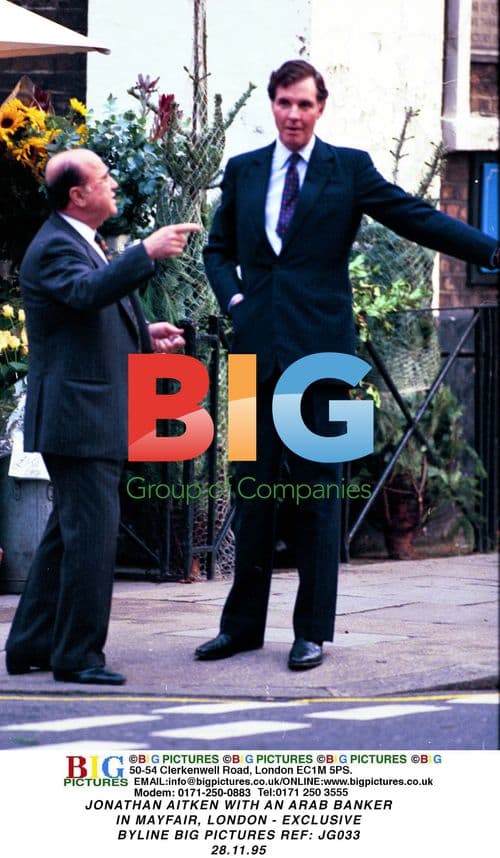 JONATHAN AITKEN WITH ARAB BANKER IN LONDON