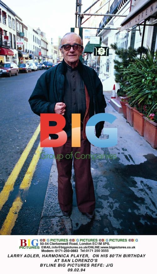 Larry Adler, harmonica player, celebrates 80th birthday