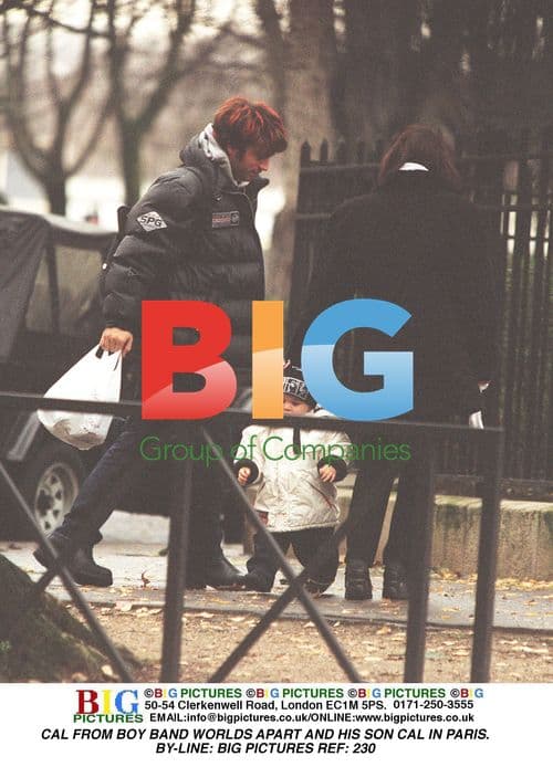 Cal from Boy Band Worlds Apart in Paris with Son