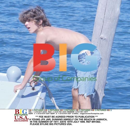 JFK Jr. Sunning on Beach in Jamaica