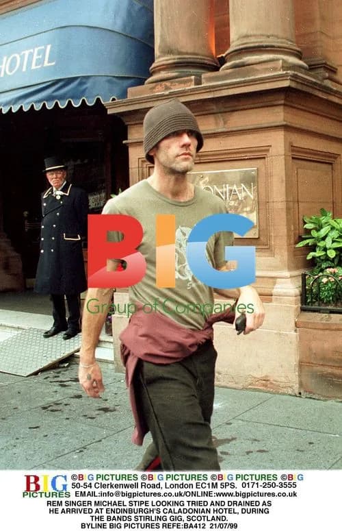 Michael Stipe of REM Arrives at Edinburgh Hotel