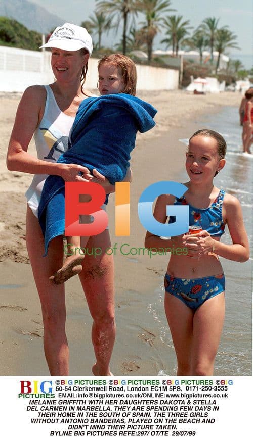 Melanie Griffith with daughters in Marbella