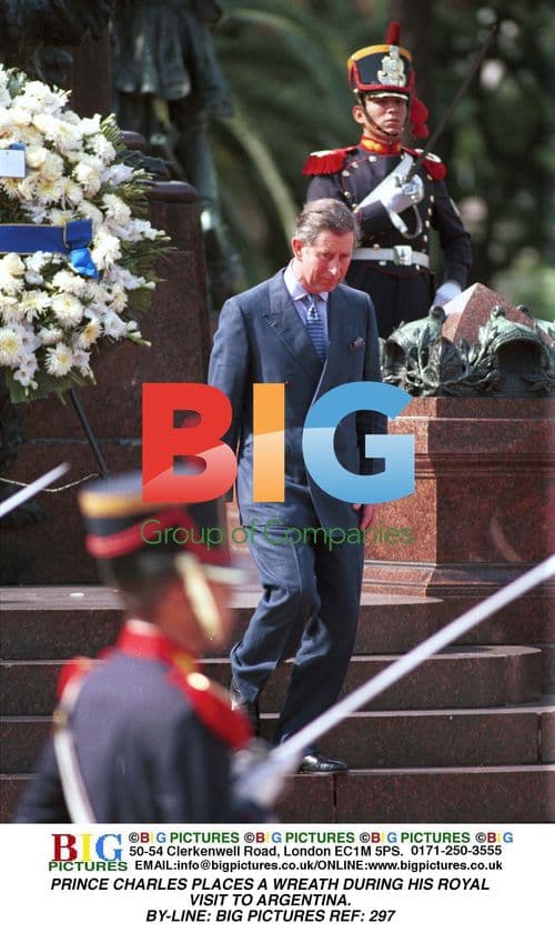 Prince Charles Places Wreath in Argentina