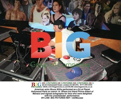 Bruce Willis DJs at Planet Hollywood Paris