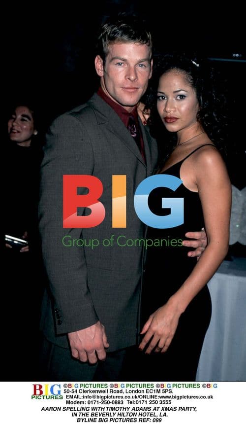 AARON SPELLING and TIMOTHY ADAMS at XMAS Party