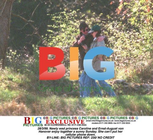 Princess Caroline and husband on a sunny day