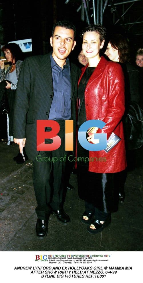 Andrew Lynford and Hollyoaks star at Mamma Mia party